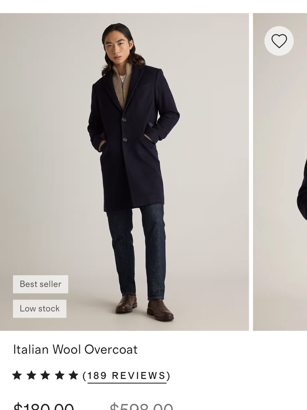 Quince Men's Navy Single-Breasted Pea Coat